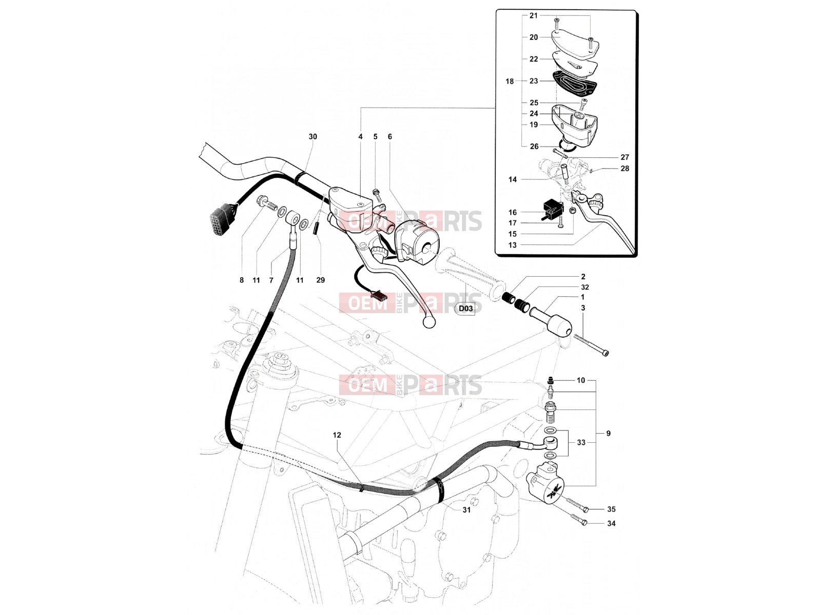 MV Agusta Brutale 1090 R 2012 Handlebar Assembly Left