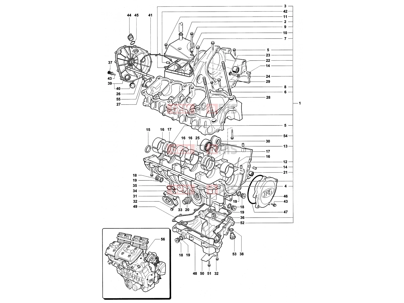MV Agusta 2002-2003 F4 750S Crankcase Assembly
