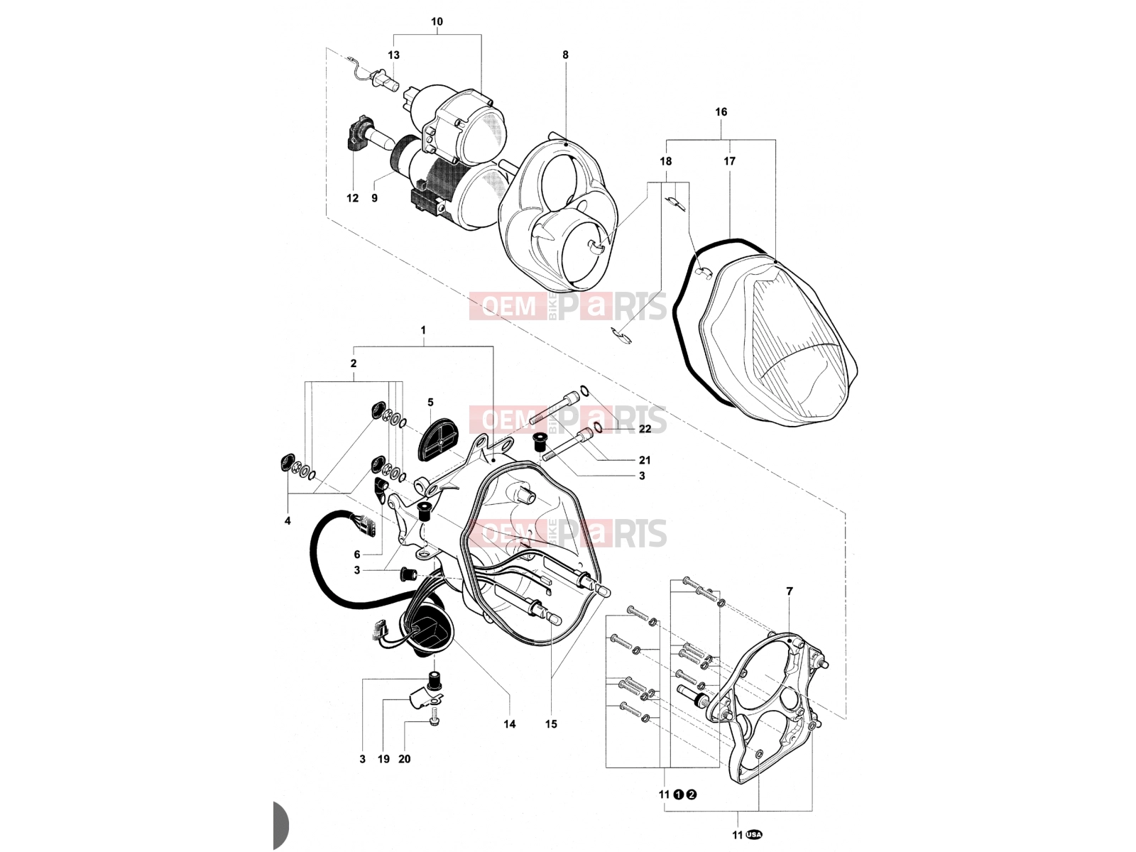 MV Agusta 2003 F4 750 SPR Headlight Components