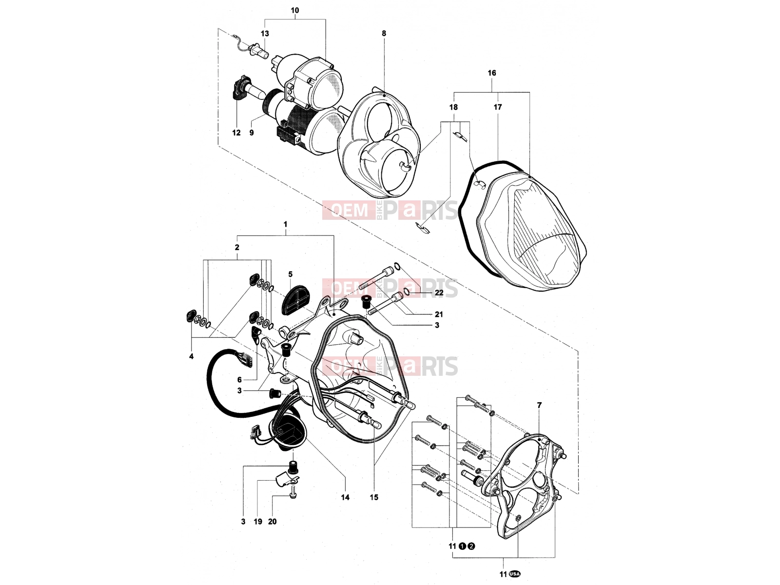 MV Agusta 2004-2006 F4 1000S Headlight Components