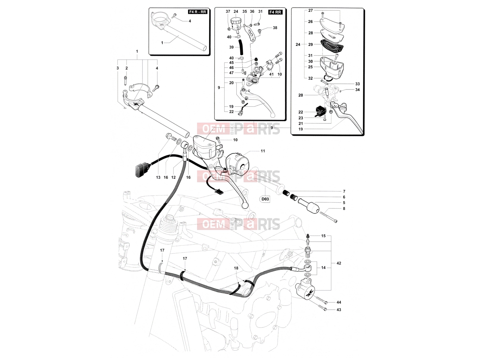 MV Agusta 2012 F4 R Handlebar Assembly Left