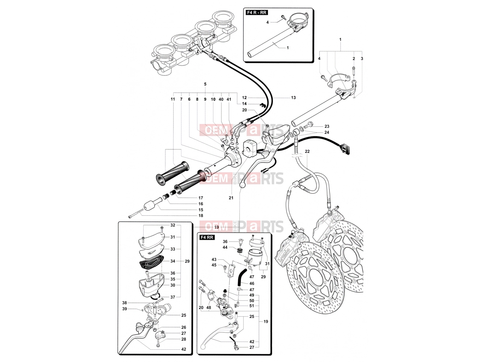 MV Agusta 2012 F4 RR Handlebar Assembly Right