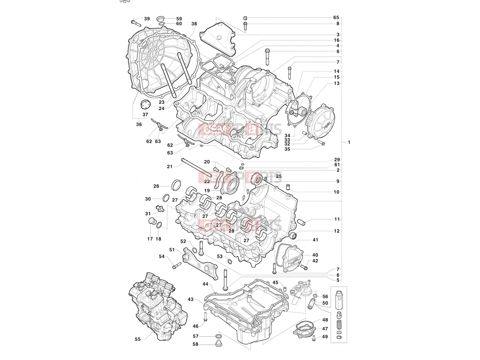 MV Agusta 2012 F4 RR Crankcase Assembly