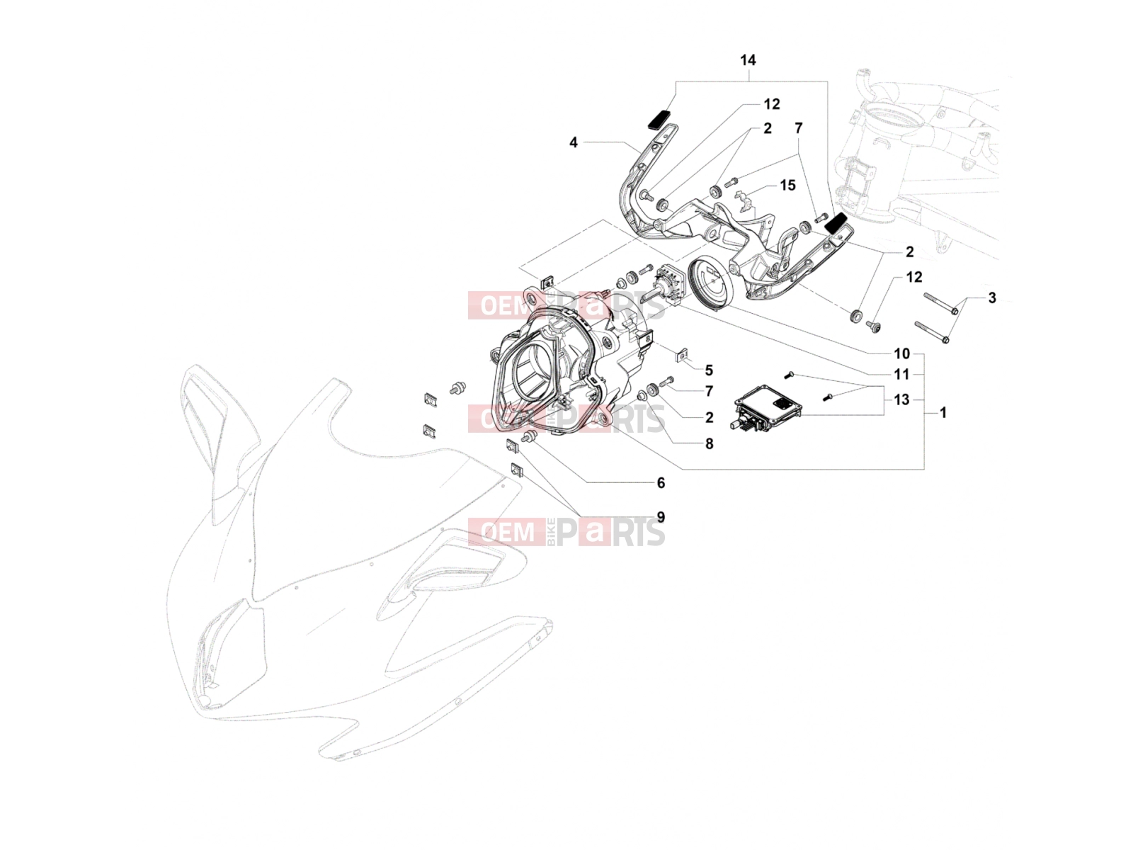 MV Agusta 2013-2015 F4 Headlight Components