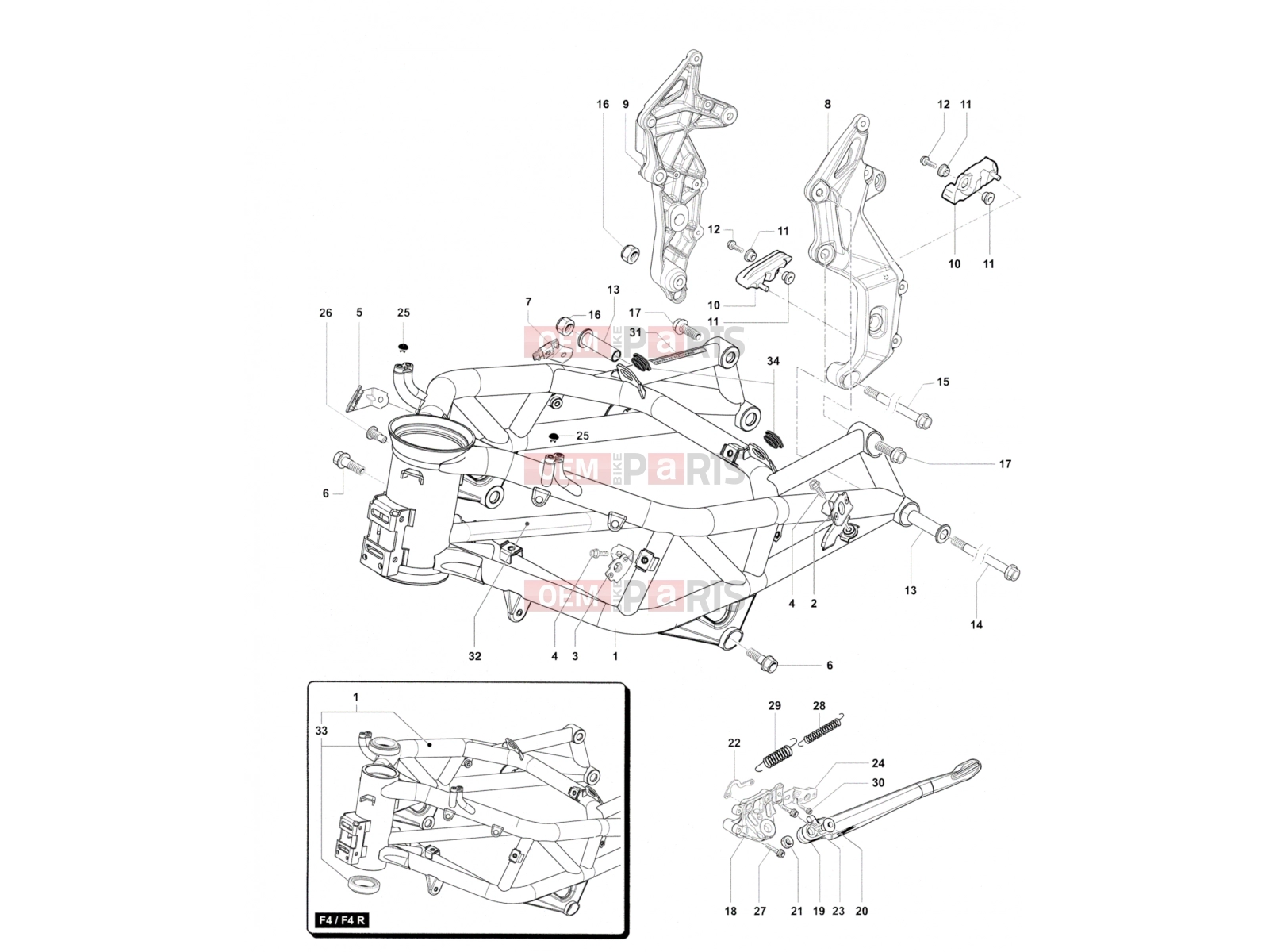 MV Agusta 2013-2015 F4 RR Frame Assembly