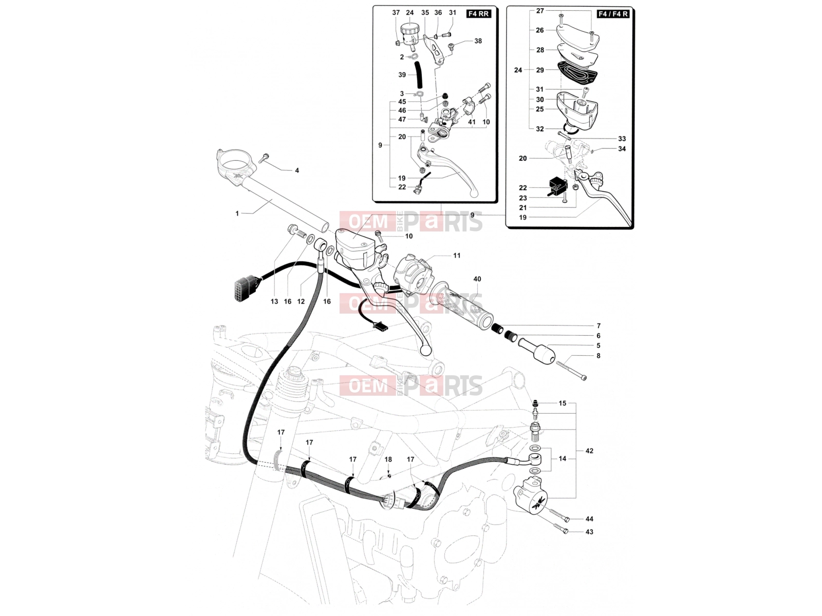 MV Agusta 2013-2015 F4 RR Handlebar Assembly Left
