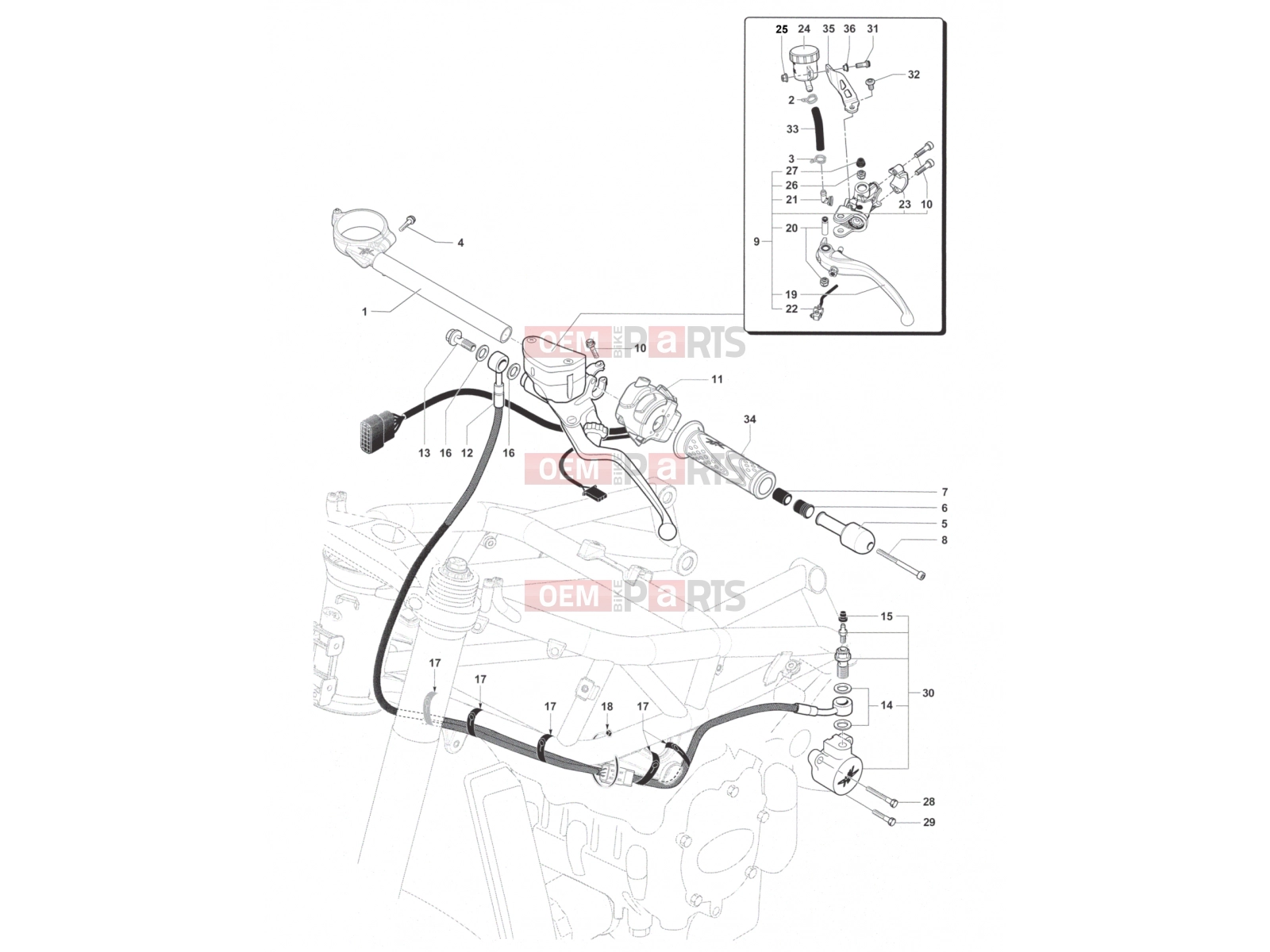 MV Agusta 2016 F4 RC Handlebar Assembly Left