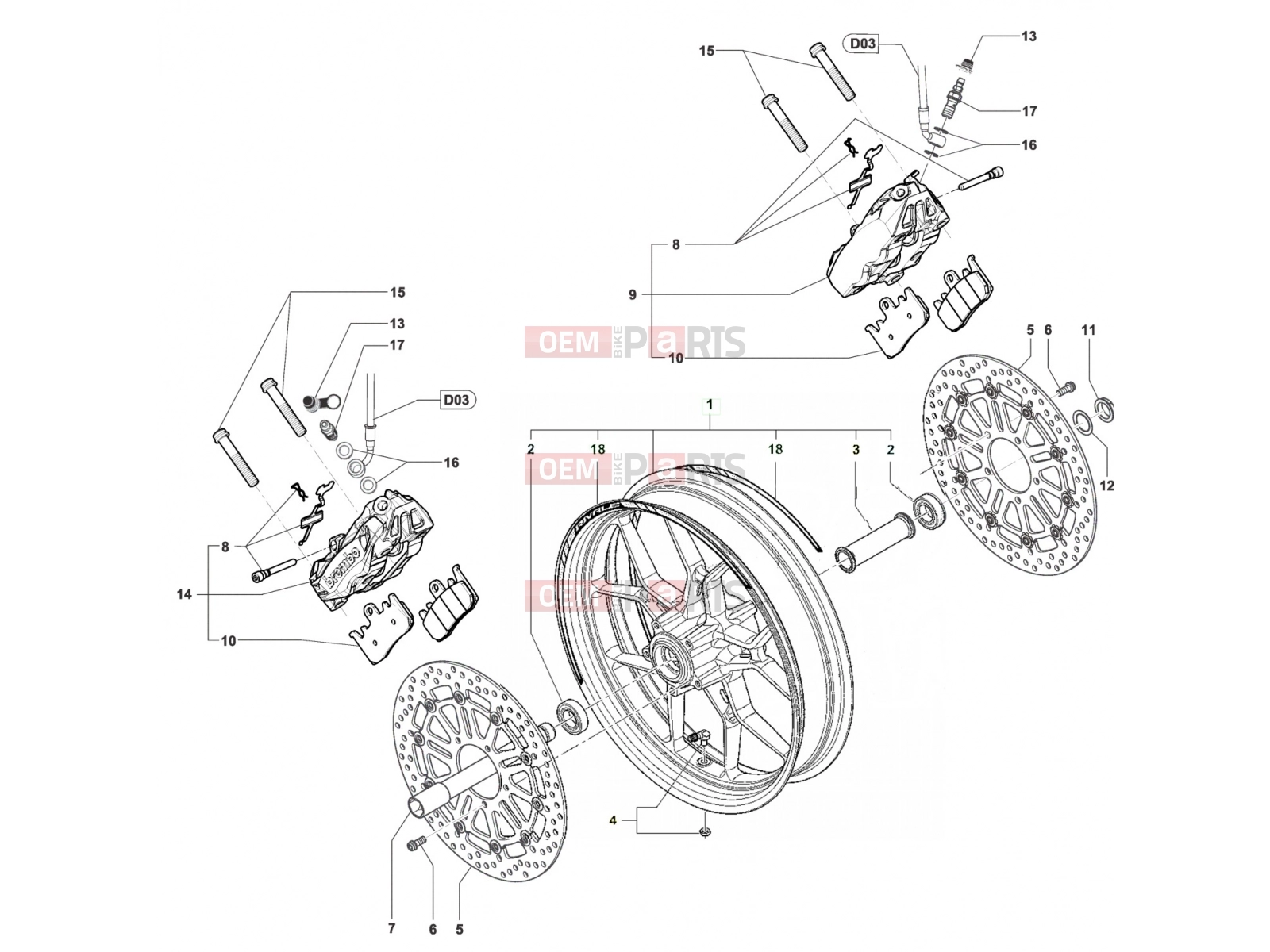 MV Agusta Rivale 800 Front wheel Assembly
