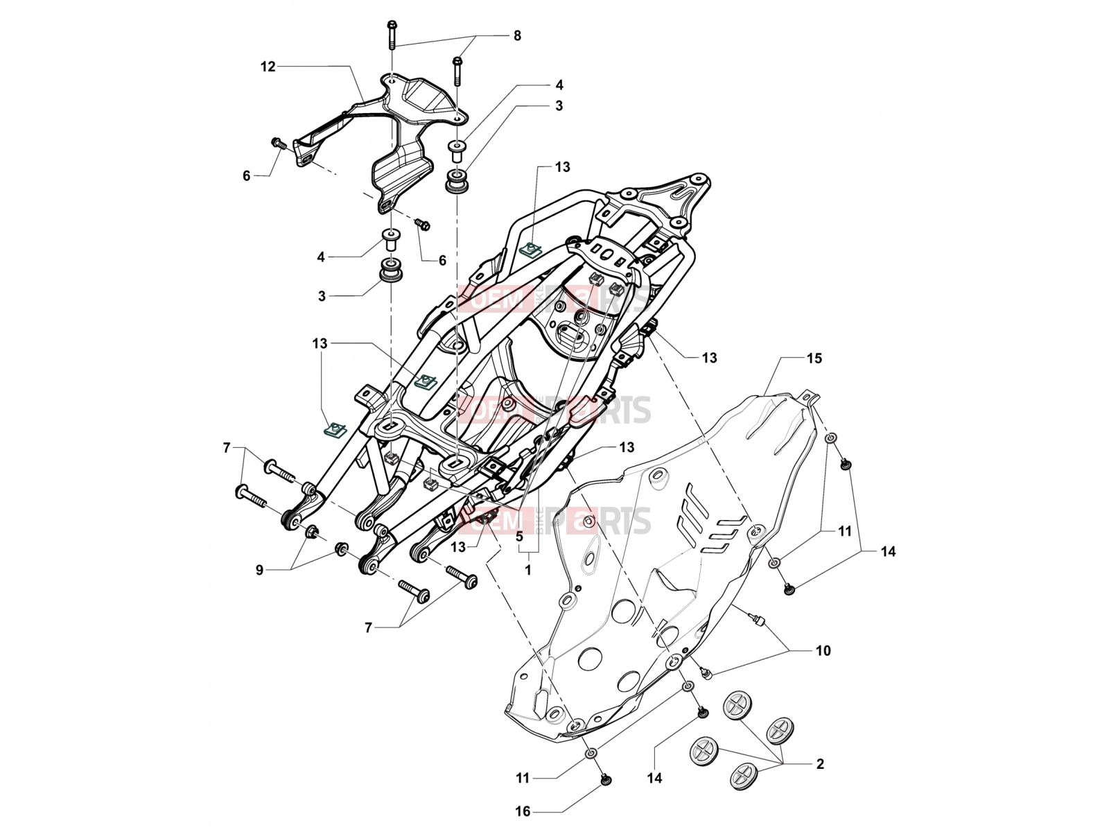 MV Agusta Stradale 800 Rear Frame Assembly
