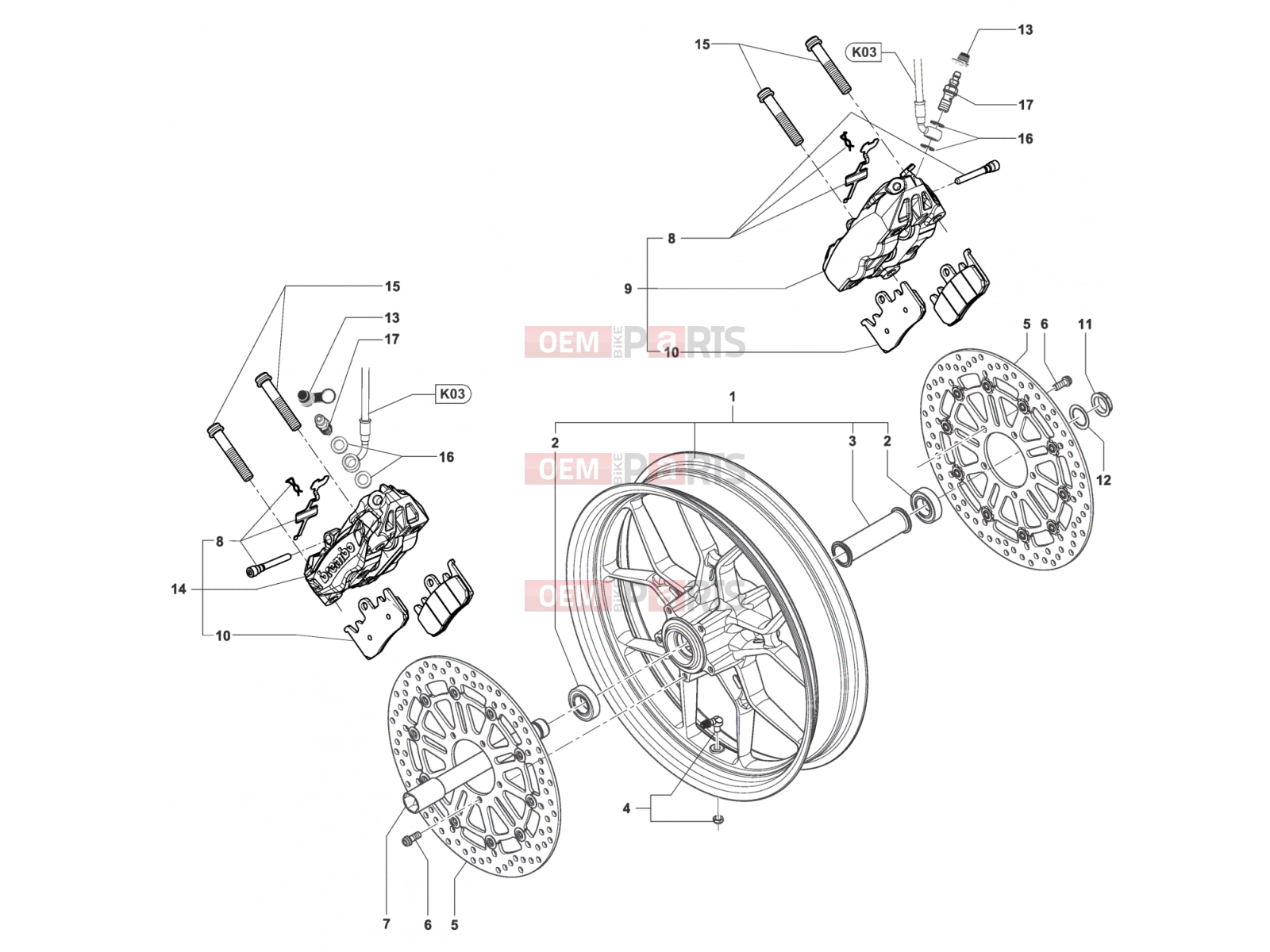 MV Agusta Stradale 800 Front wheel Assembly