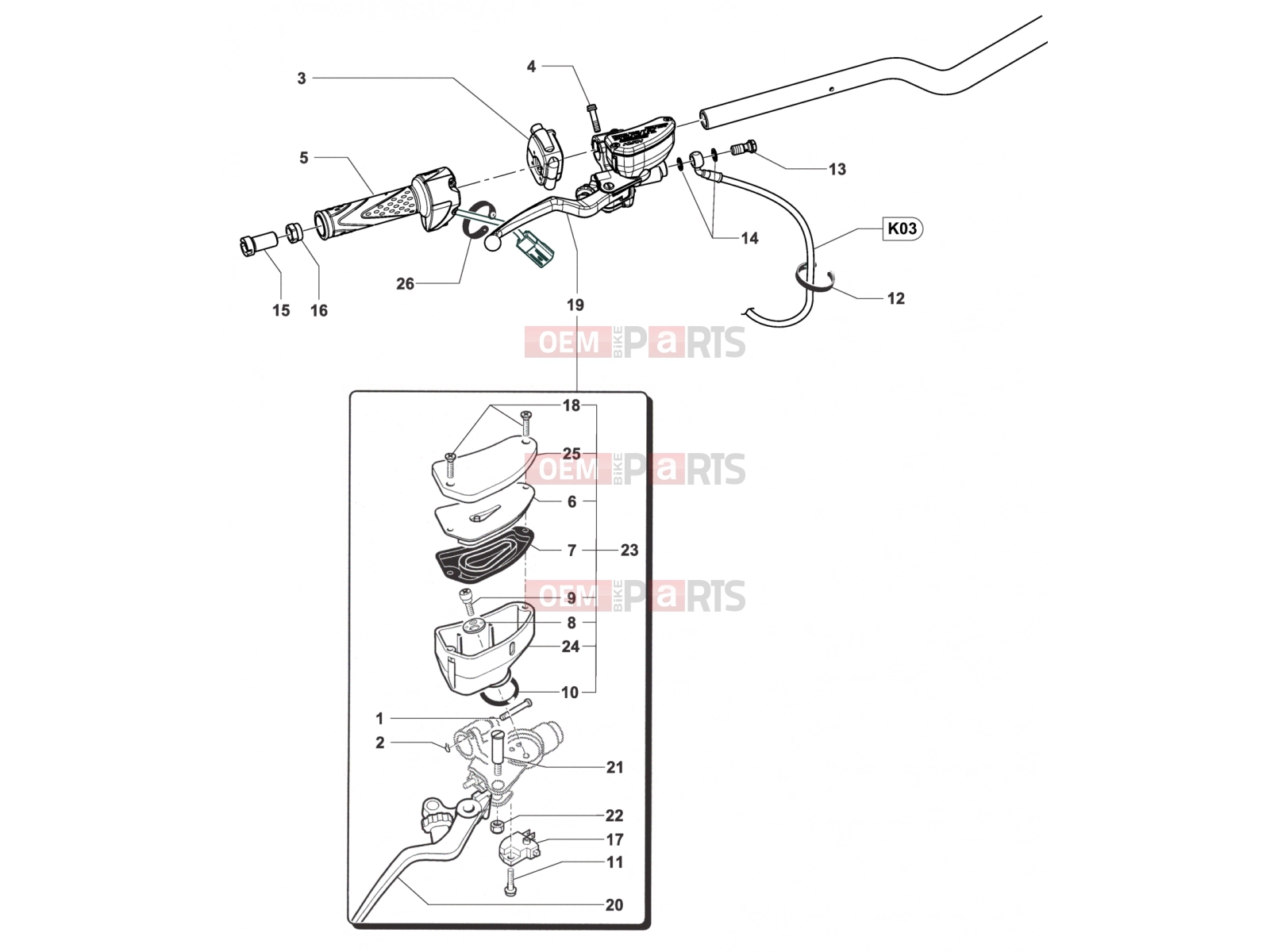 MV Agusta Stradale 800 Handlebar Assembly Right