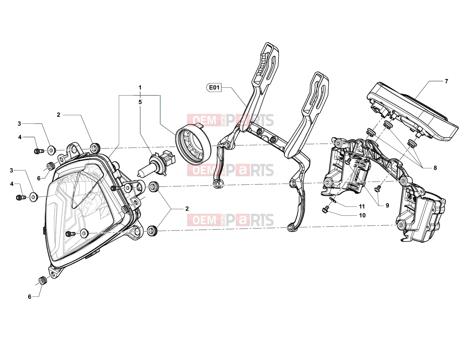 MV Agusta Stradale 800 Headlight Components