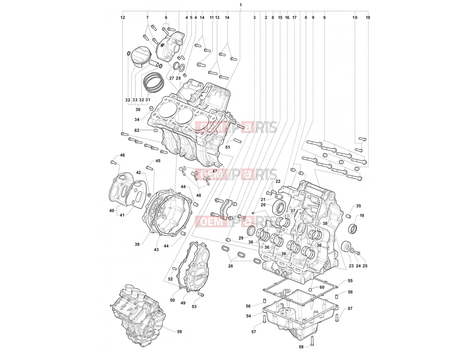 MV Agusta Stradale 800 Crankcase Assembly