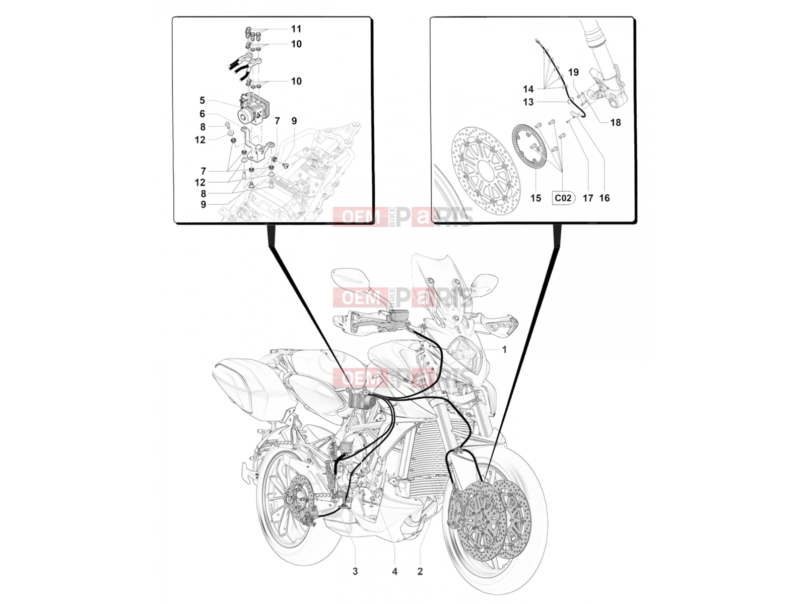 MV Agusta Stradale 800 ABS Braking System