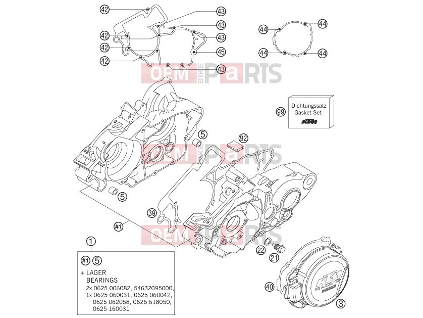 KTM 125 SX (6101G0) [EU] 2007 Engine » ENGINE CASE