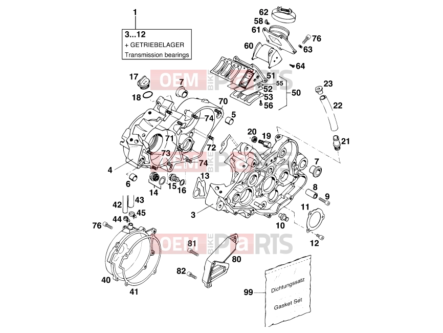KTM 125 E-XC (717548) [US] 1994 ENGINE CASE|Engine|30