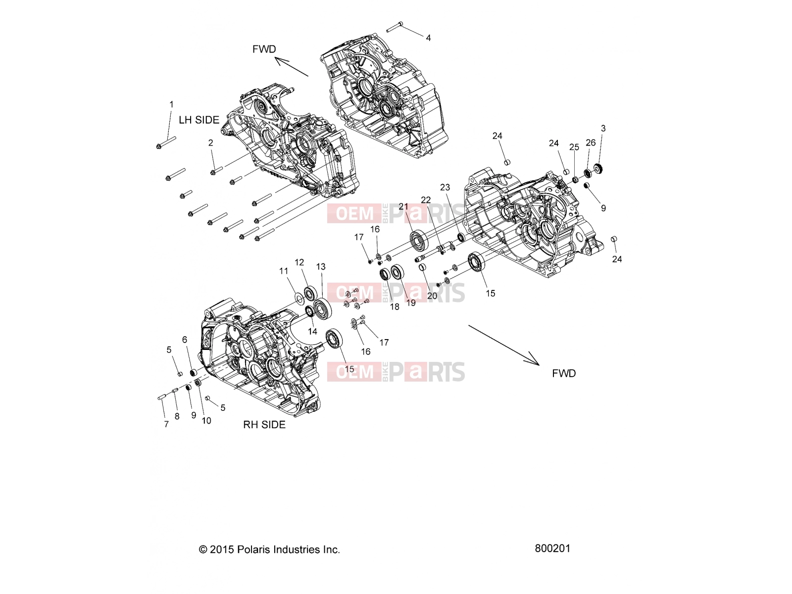VICTORY 2017 OCTANE ALL OPTIONS (R06) - V17FTA/FTB ENGINE » ENGINE, CRANKCASE ASM. - ALL OPTIONS (800201)