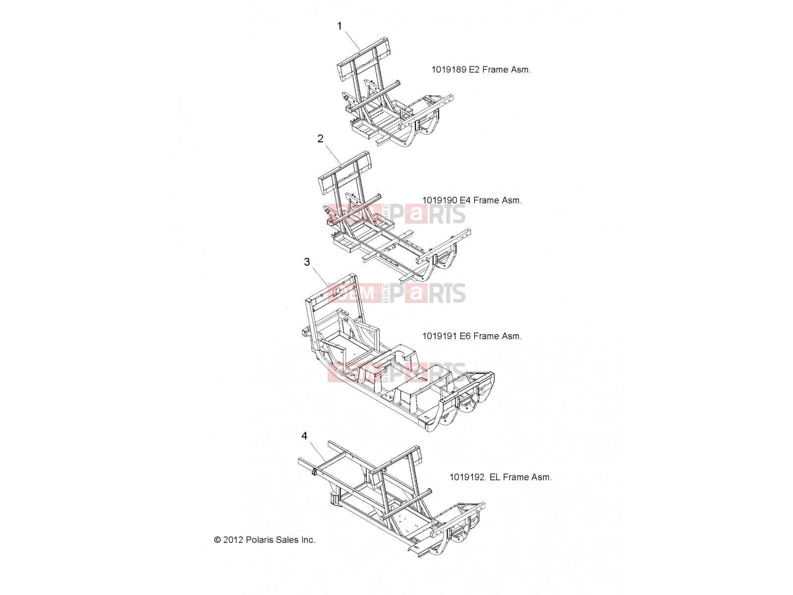 Polaris 2013 LEV GEM ALL OPTIONS - L13G2/4/6 FRAME » FRAME, MAIN FRAMES - ALL OPTIONS (49GEMFRAME13FRAMES)