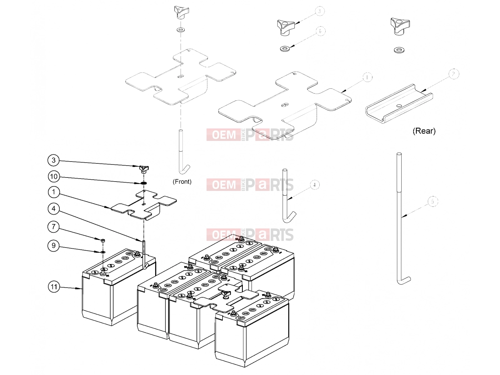 Polaris 2011 LEV GEM - e2/e4/e6/eS/eL/eLXD ELECTRICAL | ELECTRICAL, BATTERY LEAD ACID FLOODED EV31 HOLD DOWN - e2/e4/eS (49GEMELECTRICAL11BATTERYLEAD)