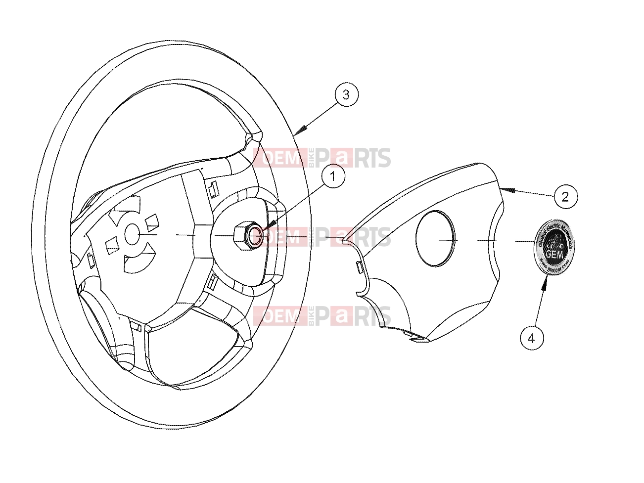 Polaris 2011 LEV GEM - e2/e4/e6/eS/eL/eLXD STEERING | STEERING, WHEEL, 4 SPOKE - e2/e4/e6/eS/eL/eLXD (49GEMSTEER11WHEEL)