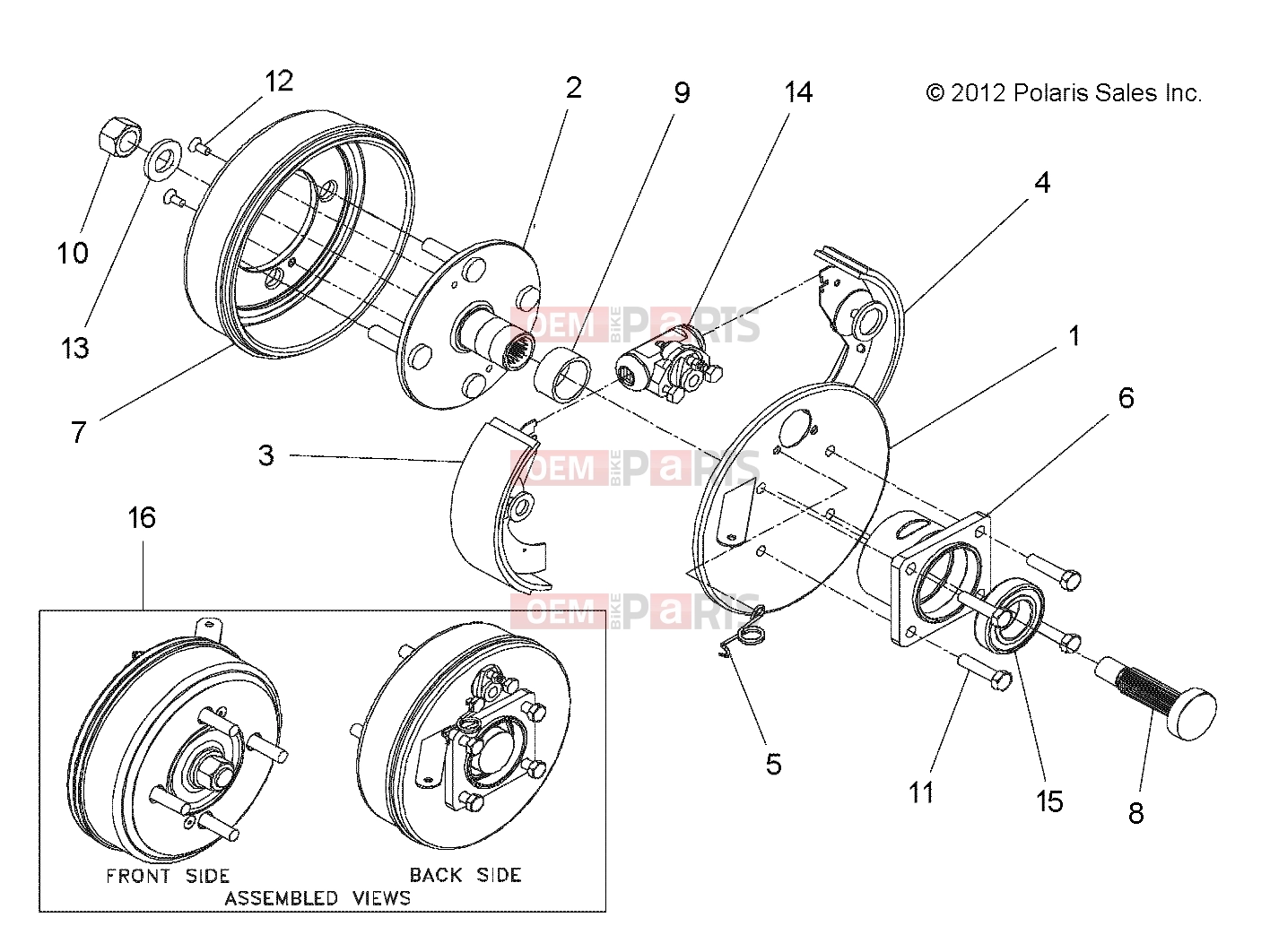 Polaris 2010 LEV GEM - E2/E4/E6/ES/EL/ELXD WHEELS | WHEELS, COMPONENTS, END, LEFT REAR - e2/e4/eS/eL (49GEMWHEELS11ENDLTRR)