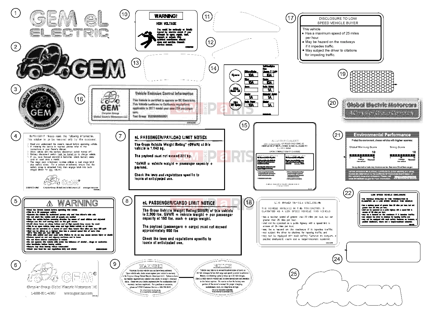 Polaris 2009 LEV GEM - E2/E4/E6/ES/EL/ELXD DECALS | DECALS, 2011 - eL (49GEMDECALS11DECALSEL)