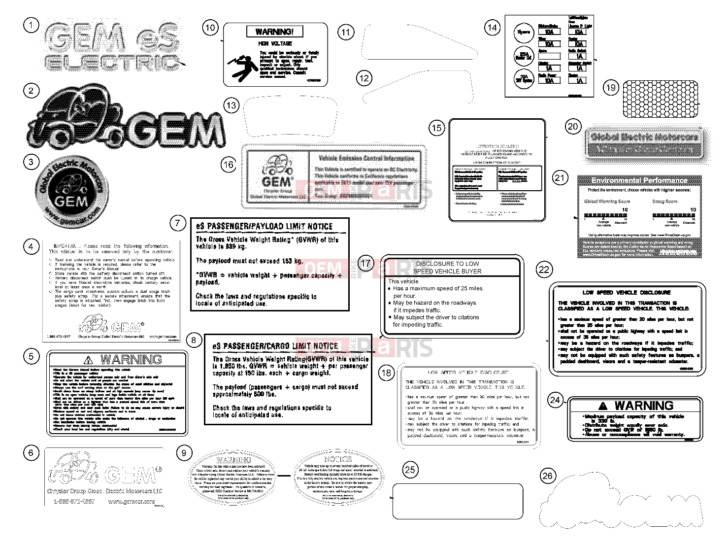 Polaris 2007 LEV GEM - E2/E4/E6/ES/EL/ELXD DECALS | DECALS, 2011 - eS (49GEMDECALS11DECALSES)