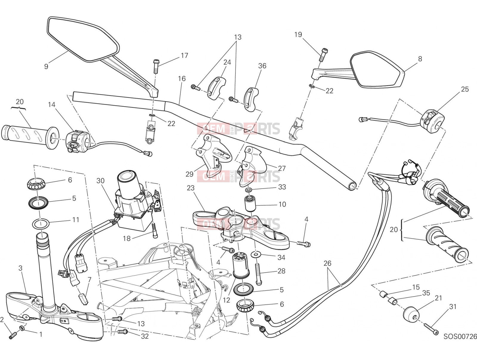 DUCATI 2014 Diavel Carbon HANDLEBAR [MOD:DVLC]
