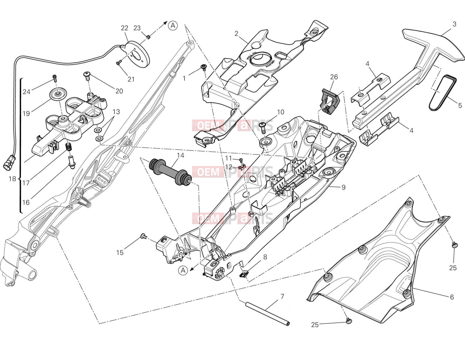 DUCATI 2015 Diavel Carbon REAR FRAME COMP. [MOD:DVLC]