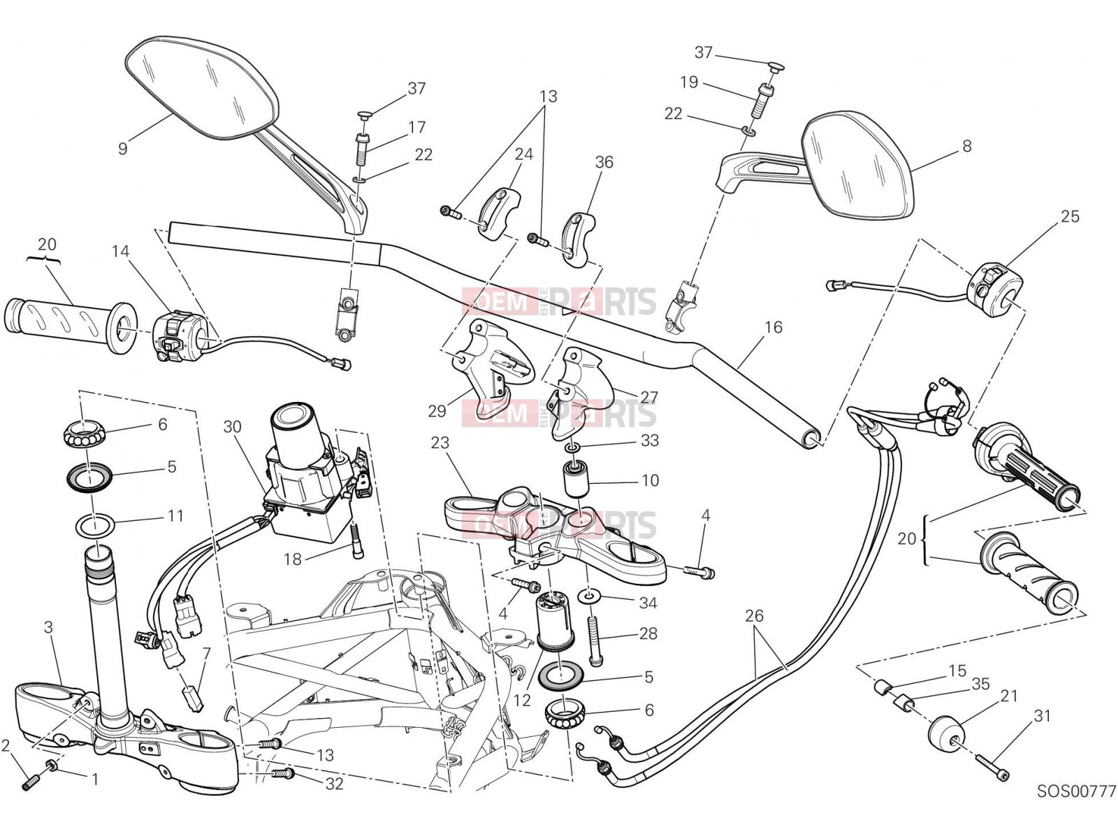 DUCATI 2015 Diavel Titanium HANDLEBAR [MOD:DVLR]