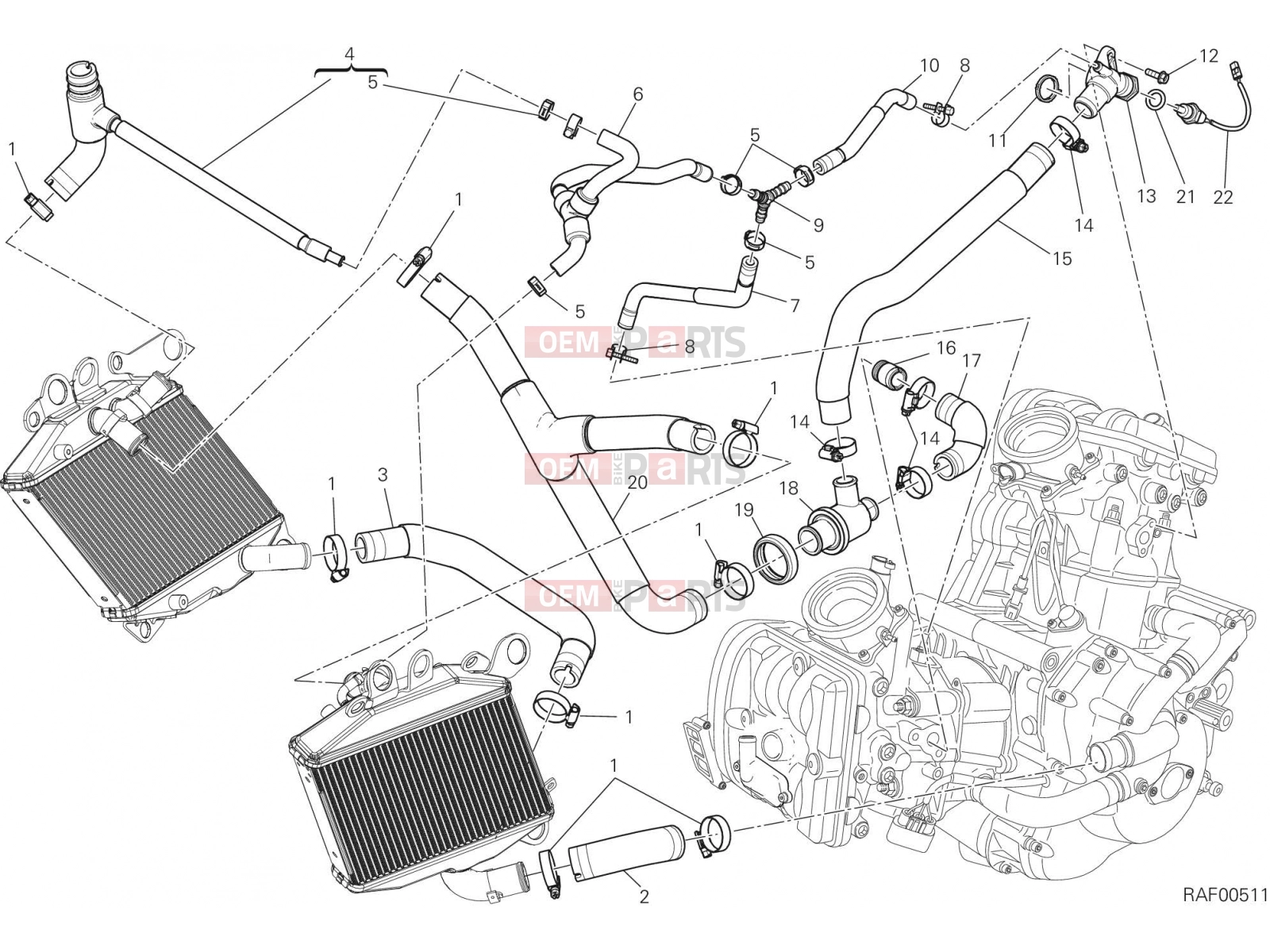 DUCATI 2015 Diavel Titanium COOLING CIRCUIT [MOD:DVLR]