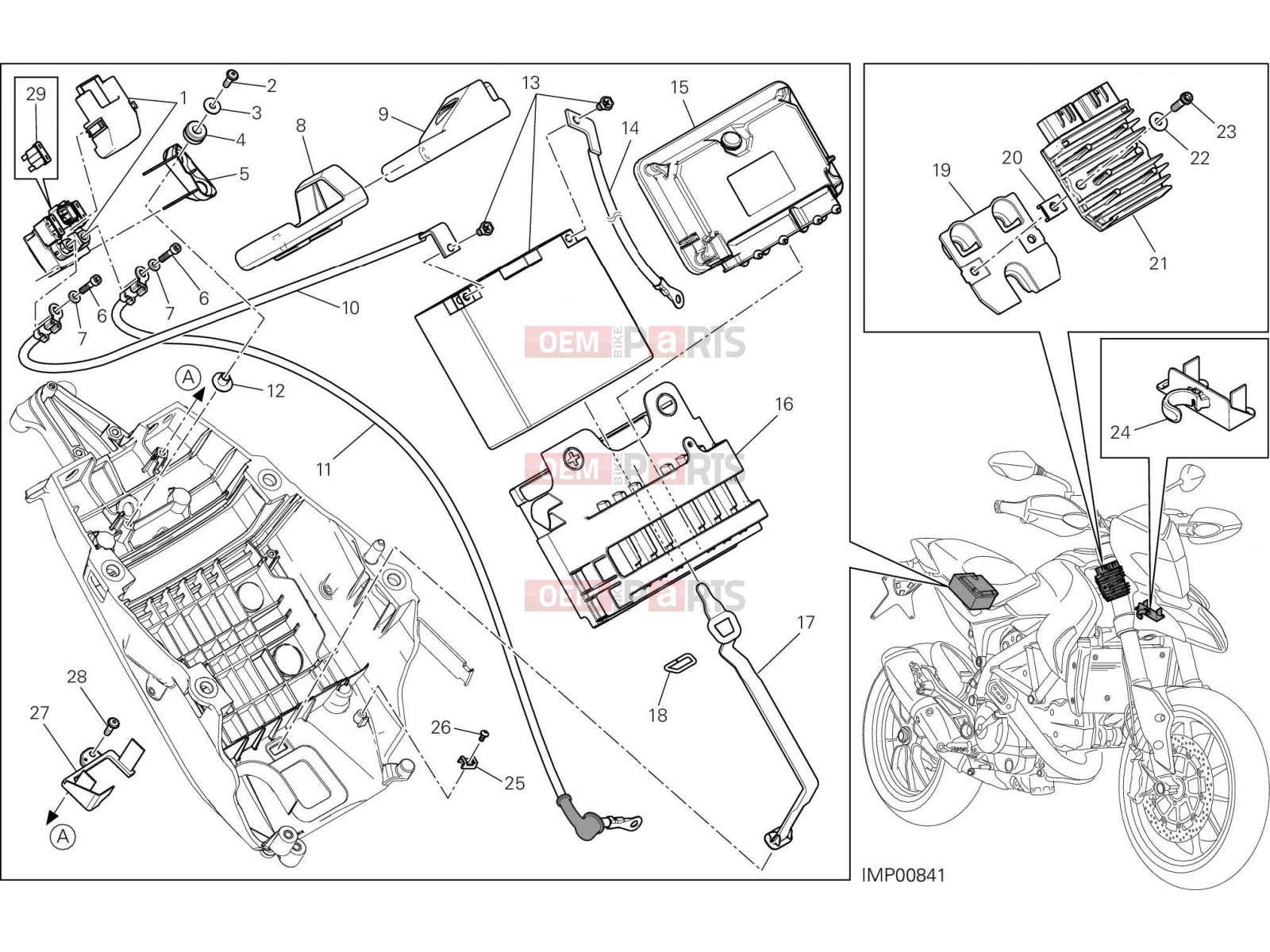 DUCATI 2015 Hyperstrada BATTERY HOLDER [MOD:HYP STR;XST:AUS,EUR,FRA,JAP,TWN]