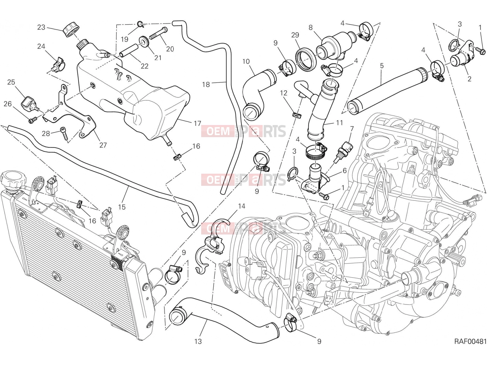 DUCATI 2015 Hyperstrada COOLING CIRCUIT [MOD:HYP STR;XST:AUS,EUR,FRA,JAP,TWN]