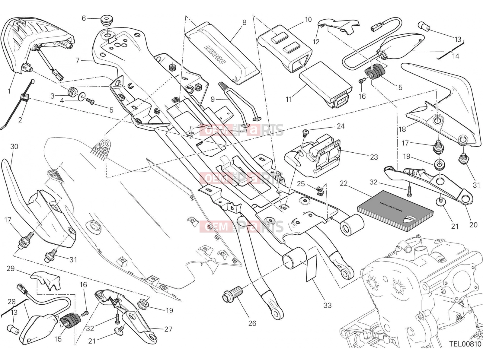 DUCATI 2015 Monster 1200 REAR FRAME COMP. [MOD:M 1200]
