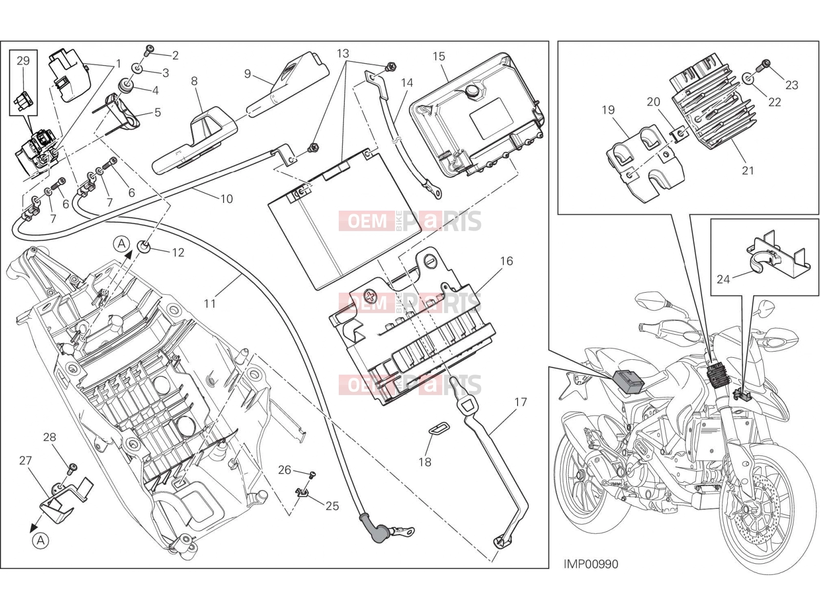 DUCATI 2016 Hyperstrada 939 BATTERY HOLDER [MOD:HY939STR]