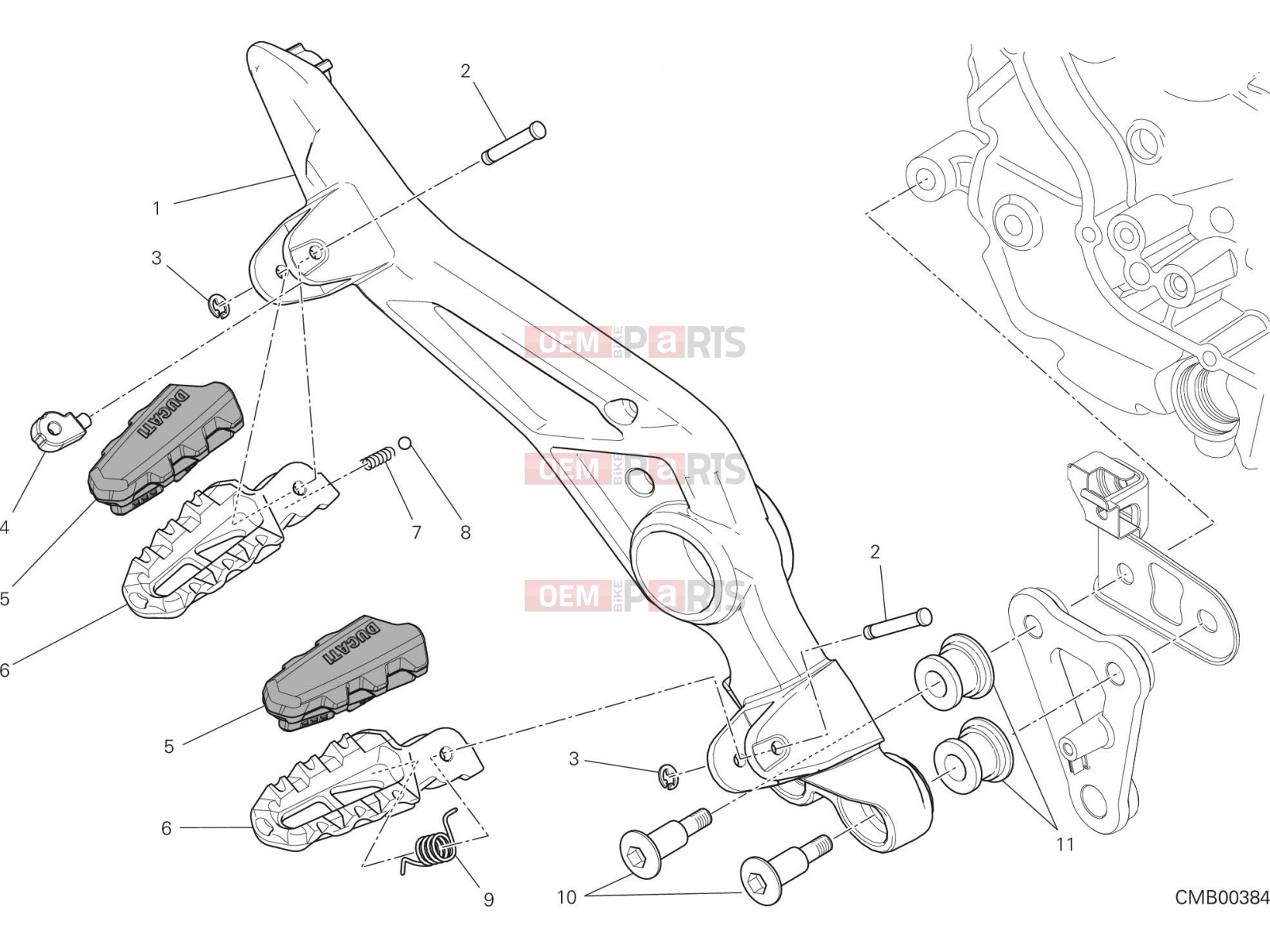 DUCATI 2016 Hyperstrada 939 FOOTRESTS, RIGHT [MOD:HY939STR]