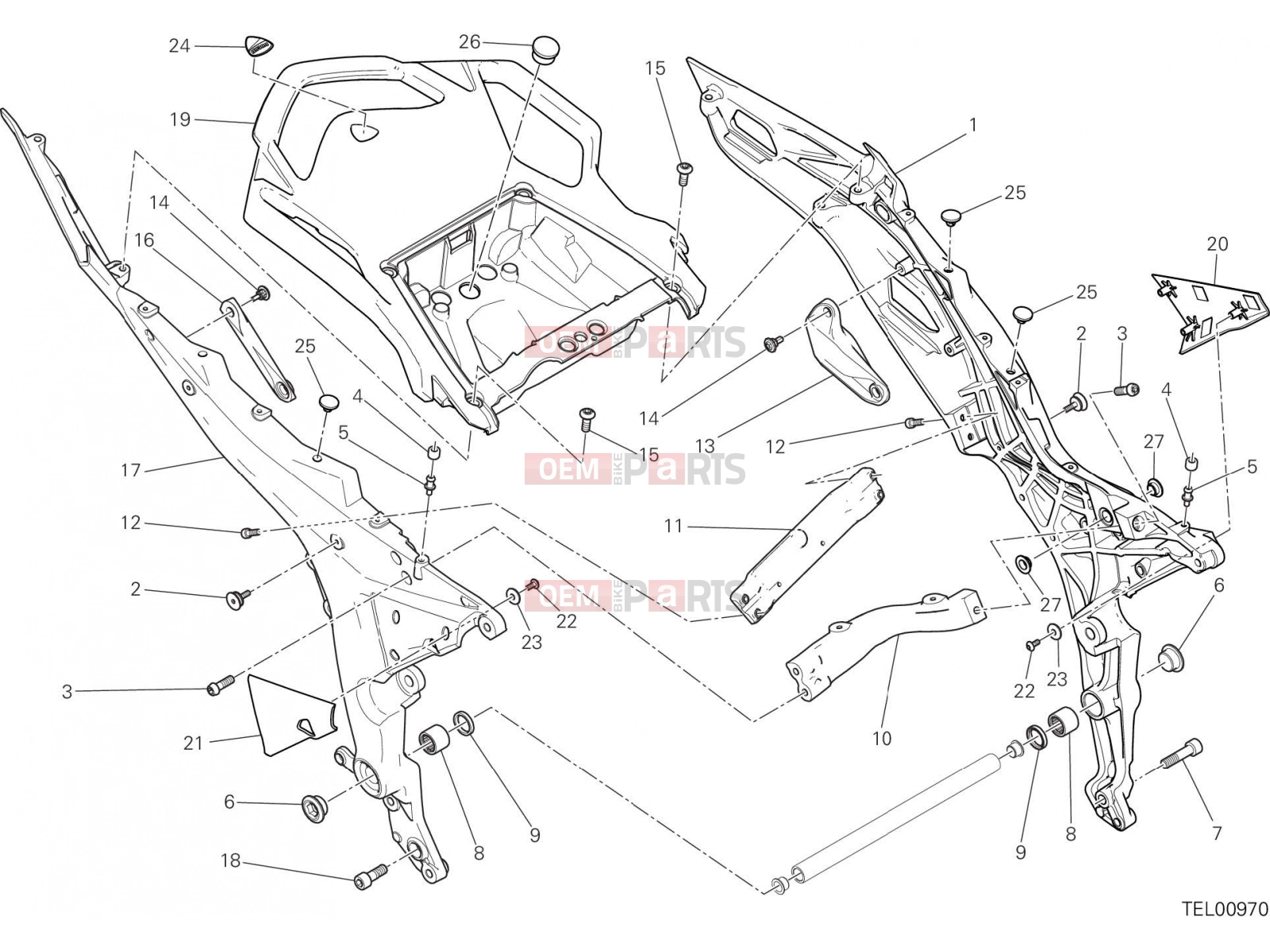 DUCATI 2016 Multistrada 1200 Enduro REAR FRAME COMP. [MOD:MS1200E]