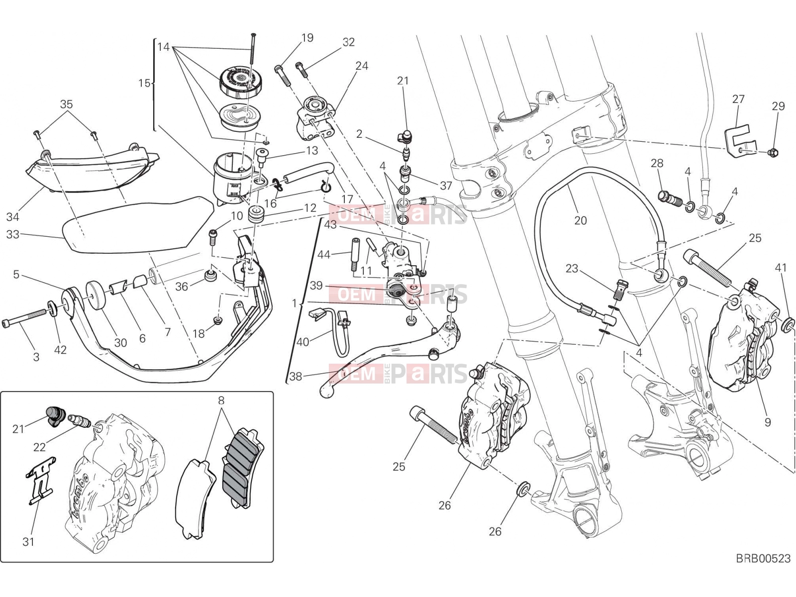 DUCATI 2016 Multistrada 1200 Pikes Peak FRONT BRAKE SYSTEM [MOD:MS1200PP]