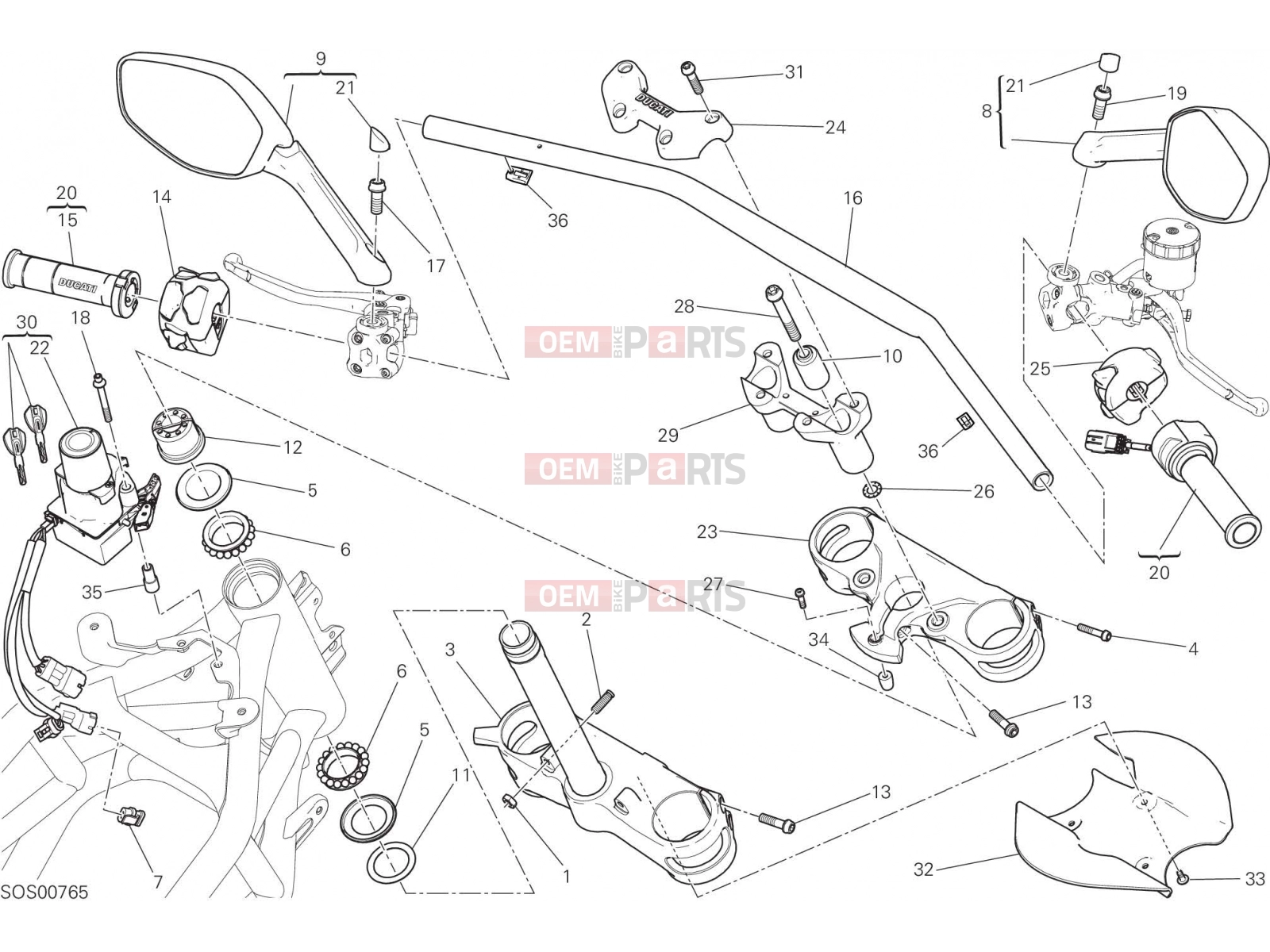 DUCATI 2016 Multistrada 1200 S HANDLEBAR [MOD:MS1200S]