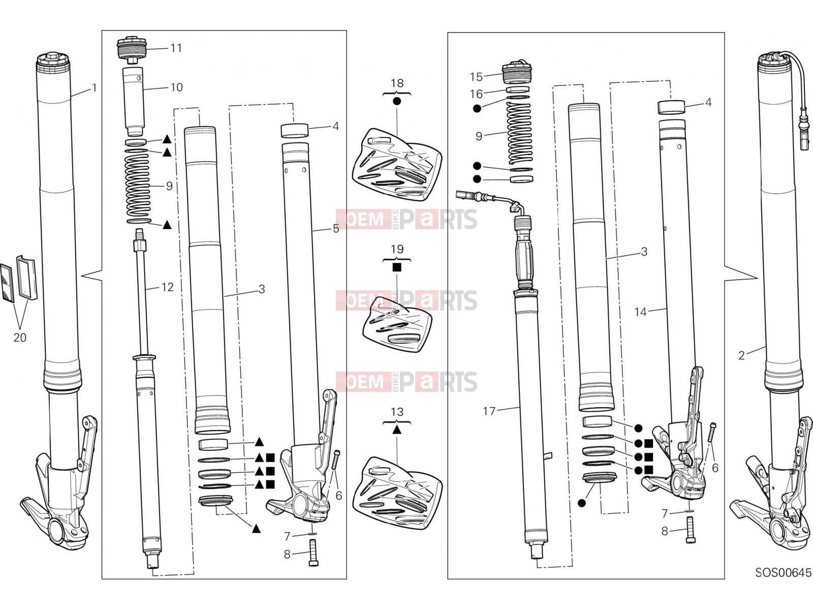 DUCATI 2016 Multistrada 1200 S D Air FRONT FORK [MOD:MS1200SA]