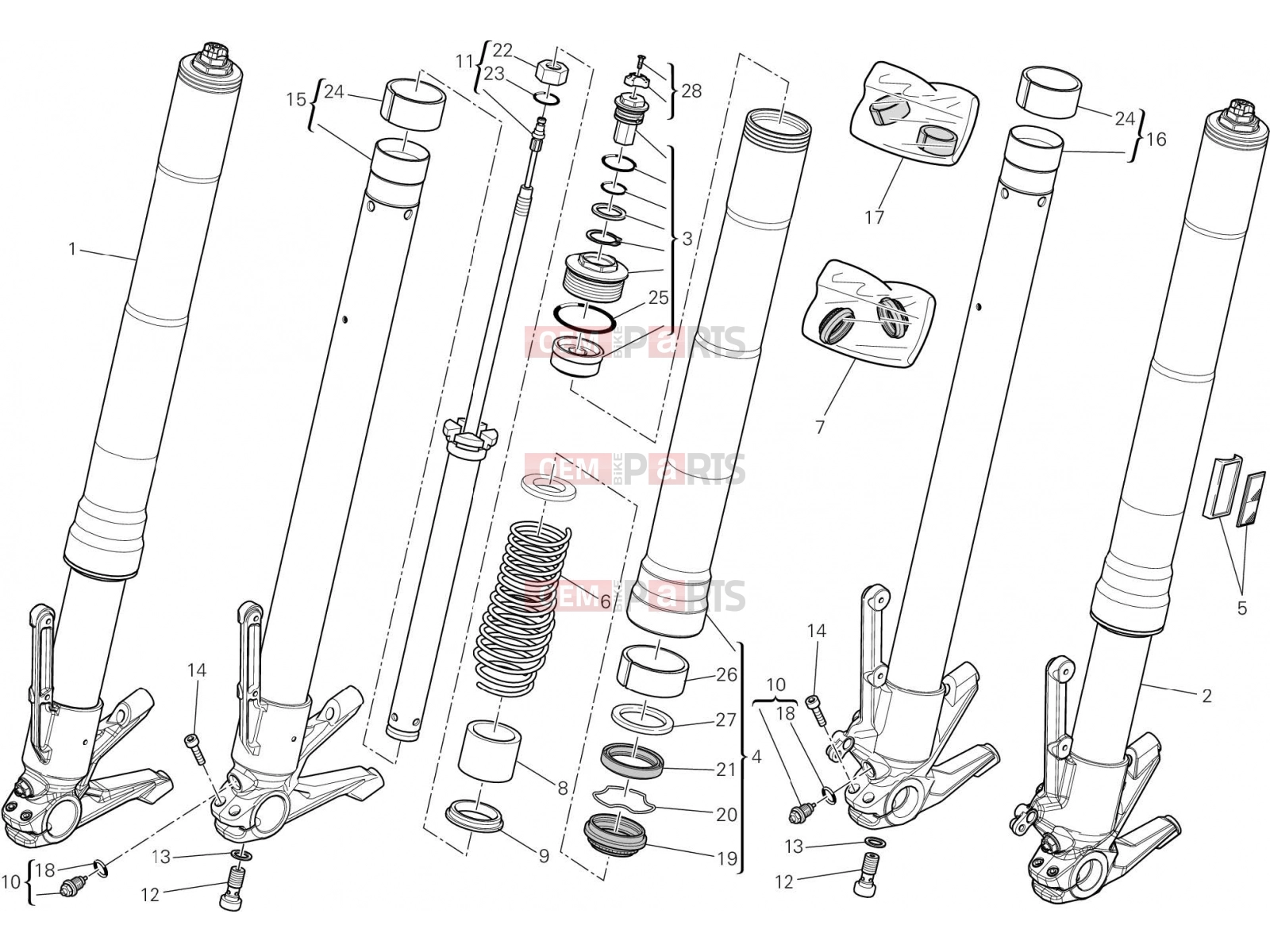DUCATI 2017 Diavel Carbon FRONT FORK [MOD:DVLC;XST:EUR,FRA,JAP]