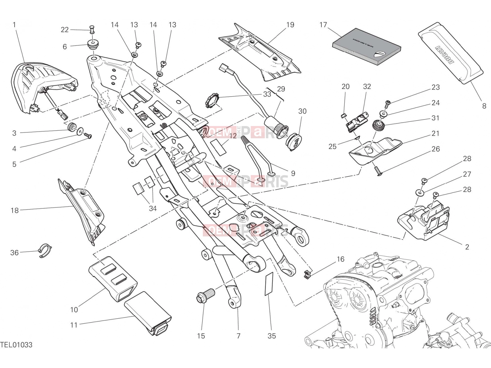 DUCATI 2017 Monster 1200 REAR FRAME COMP. [MOD:M 1200]