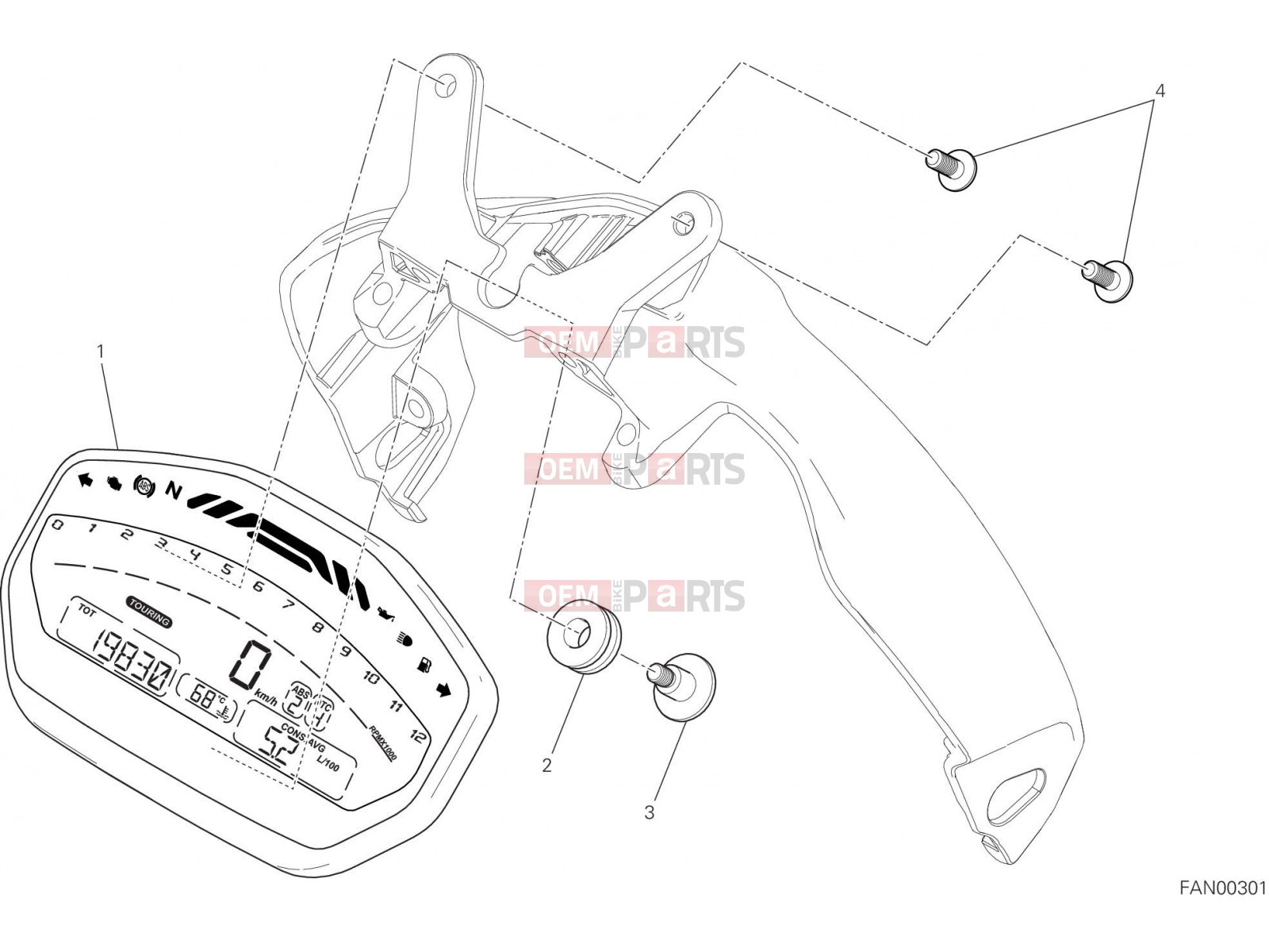 DUCATI 2017 Monster 821 Stripe INSTRUMENT PANEL [MOD:M821 STR]