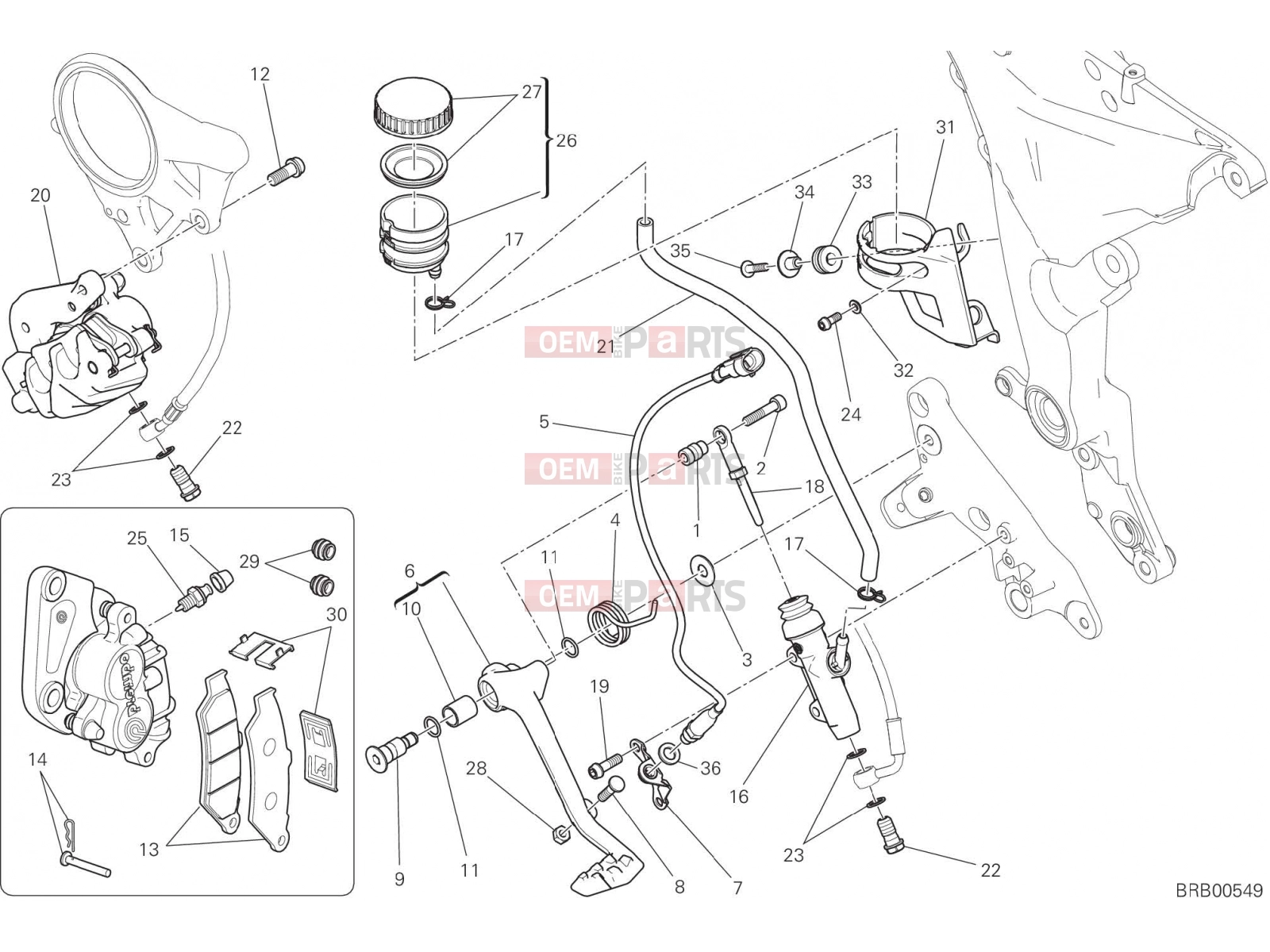 DUCATI 2017 Multistrada 1200 REAR BRAKING SYSTEM [MOD:MS1200]