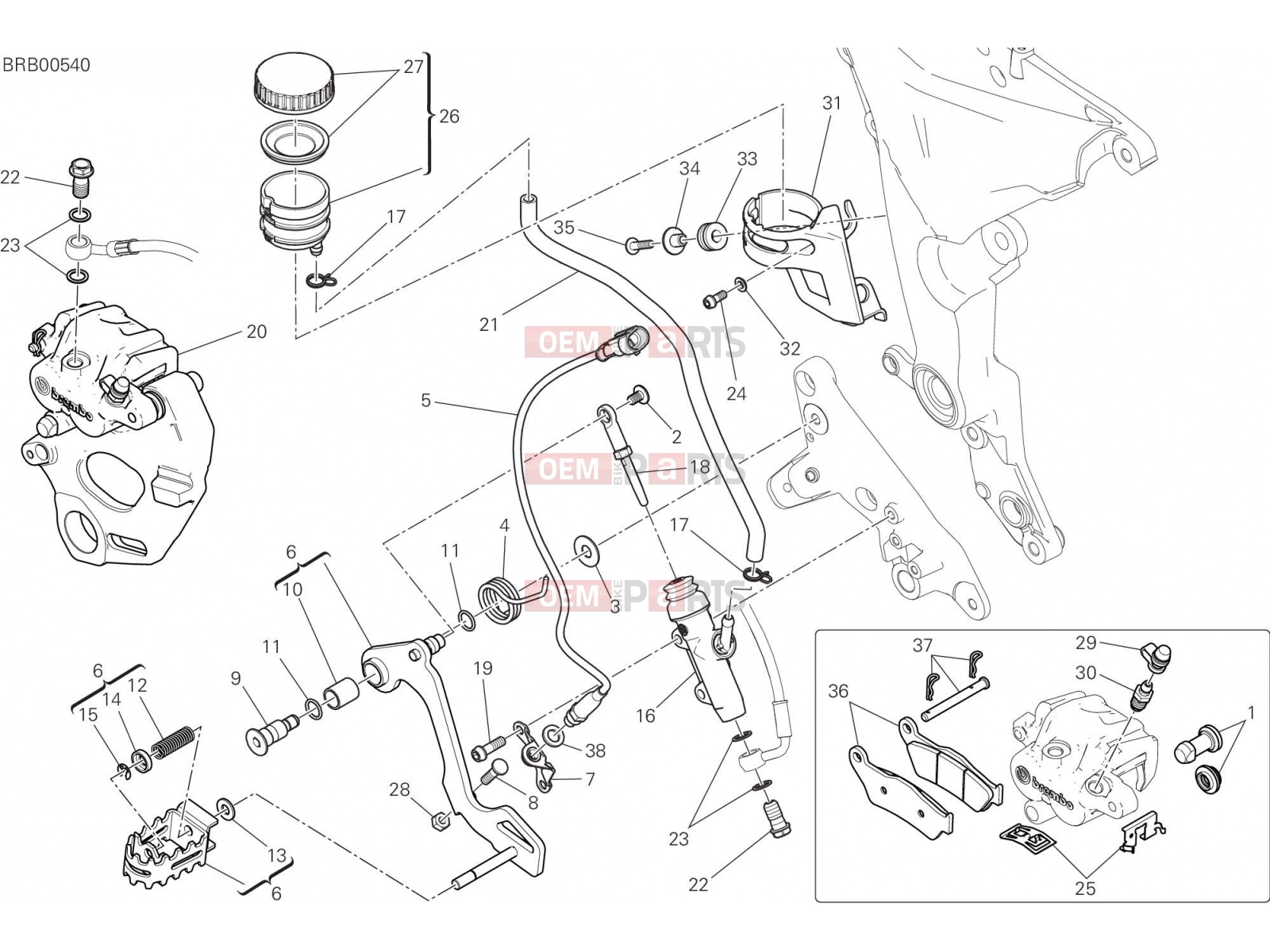 DUCATI 2017 Multistrada 1200 Enduro REAR BRAKING SYSTEM [MOD:MS1200E]