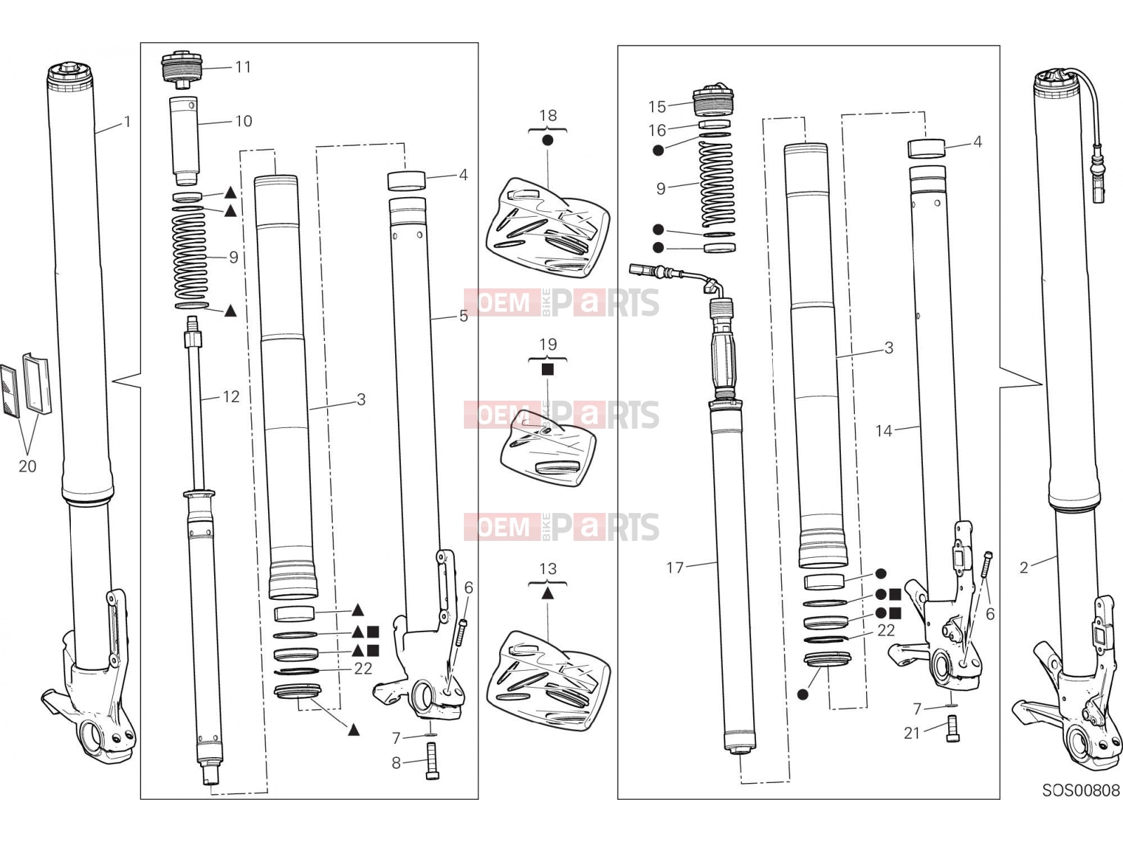 DUCATI 2017 Multistrada 1200 Enduro FRONT FORK [MOD:MS1200E]