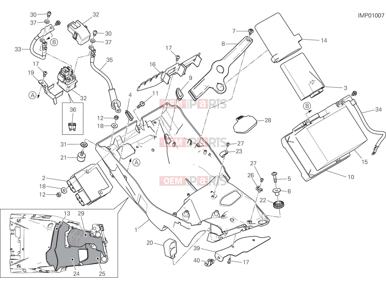 DUCATI 2017 Multistrada 950 BATTERY HOLDER [MOD:MS950T]