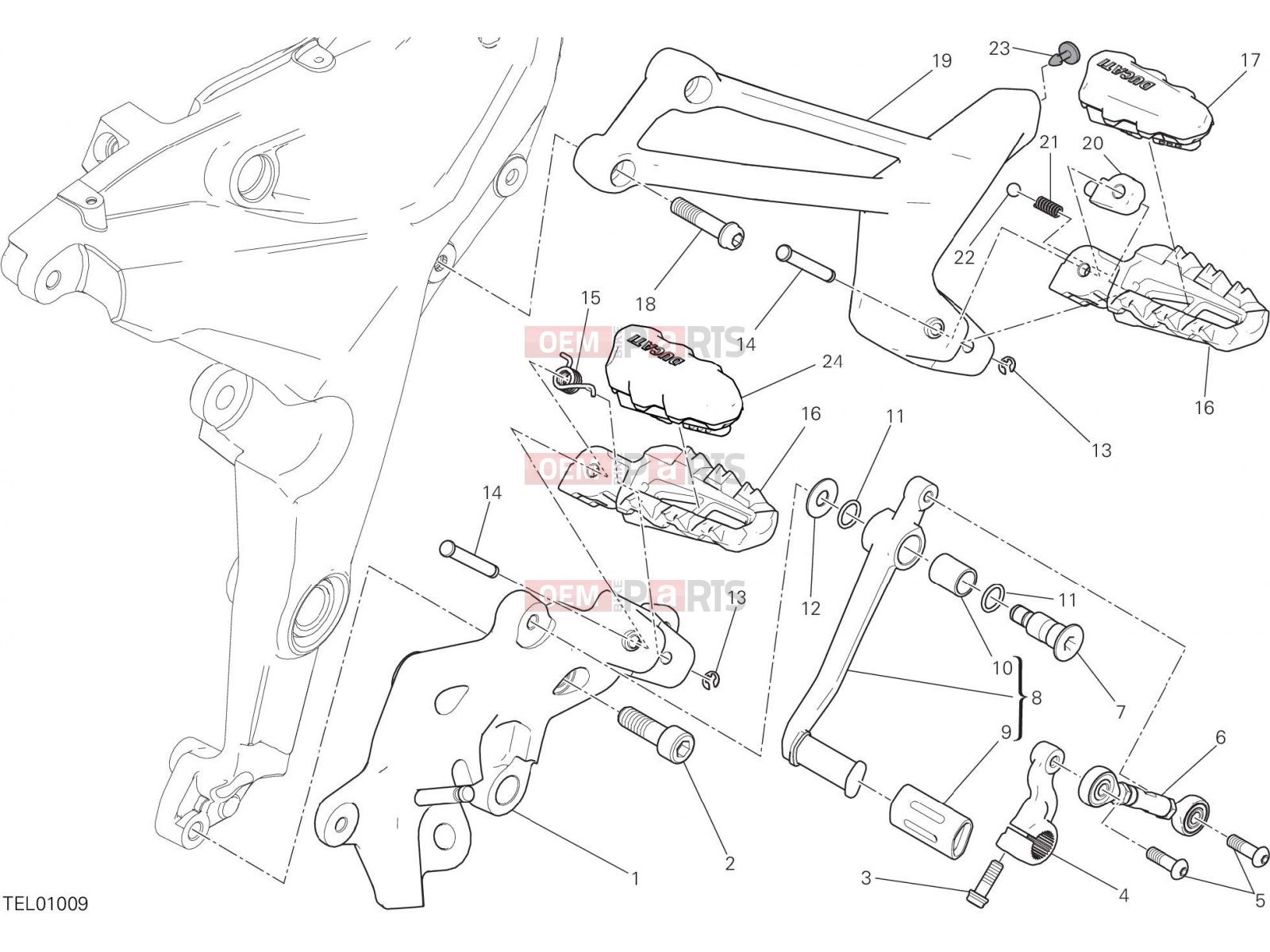 DUCATI 2017 Multistrada 950 FOOTRESTS, LEFT [MOD:MS950T]