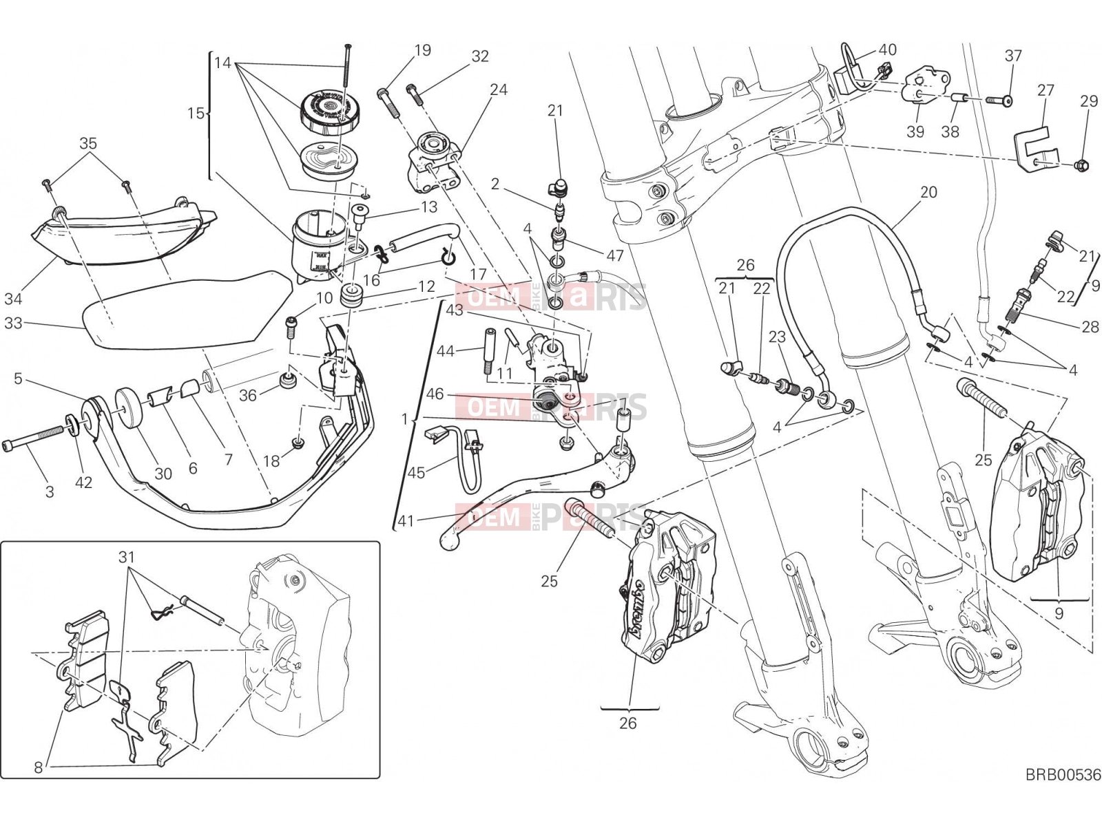 DUCATI 2018 Multistrada 1200 Enduro FRONT BRAKE SYSTEM [MOD:MS1200E]