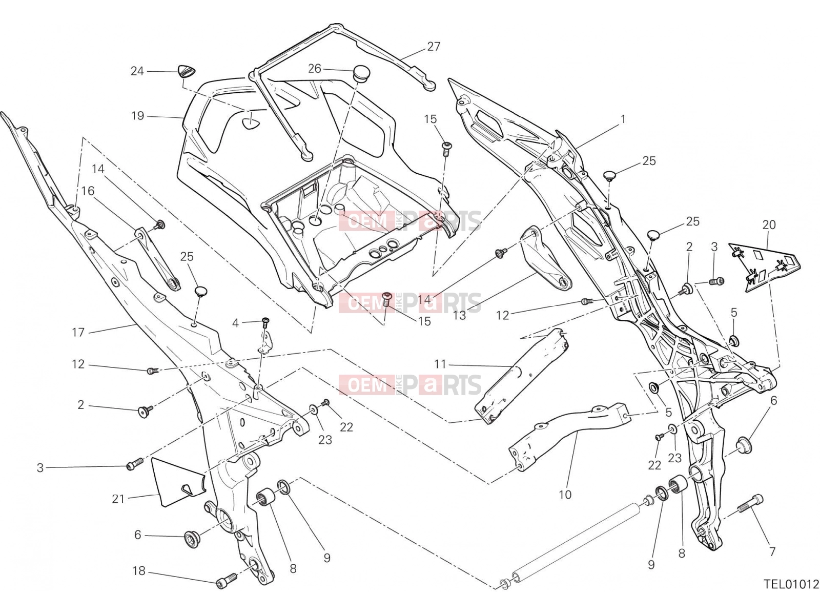 DUCATI 2018 Multistrada 1200 Enduro REAR FRAME COMP. [MOD:MS1200E]